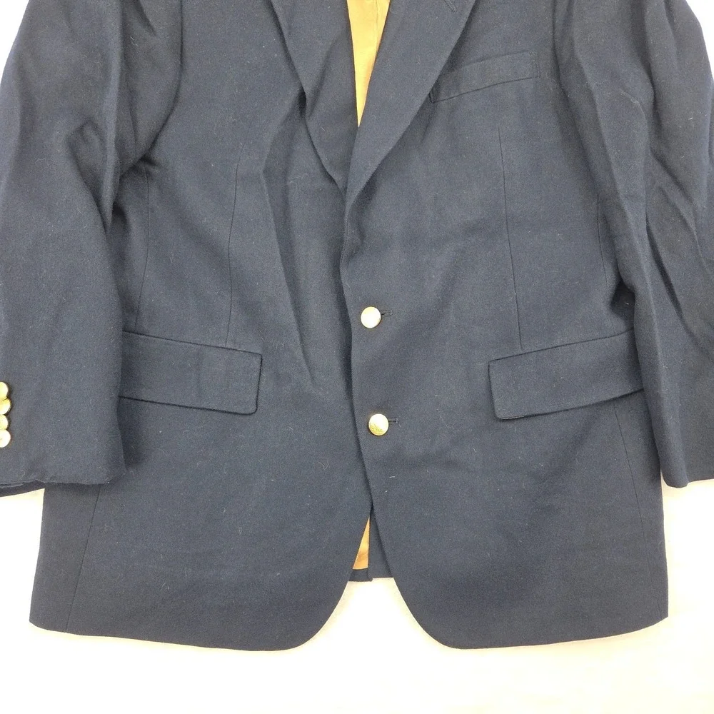 VTG Hart Schaffner Marx HSM Men's 42L Navy Gold Button Sport Coat Blazer Union